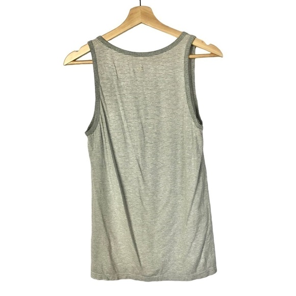 Athleta Gray & White Stripe Muscle Athletic Tank Top L - Picture 2 of 3
